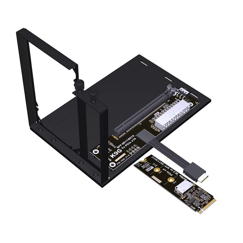 JMT ADT-K993G-BK7 PCIE 5.0 X4 / M.2 NVMe to OCuLink SFF-8611 External Dock Adapter Compatible with NUC STX ITX Motherboard Mini PC (K993G-BK7-F4Q-30cm)