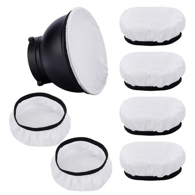 AHANDMAKER 6 Pack Diffuser Lamp Sock Soft Light Cover Polyester Light Diffuser Sock Reflector Ring 5.71in Diameter Lampshade Reflector for Studio Photography Wedding, White