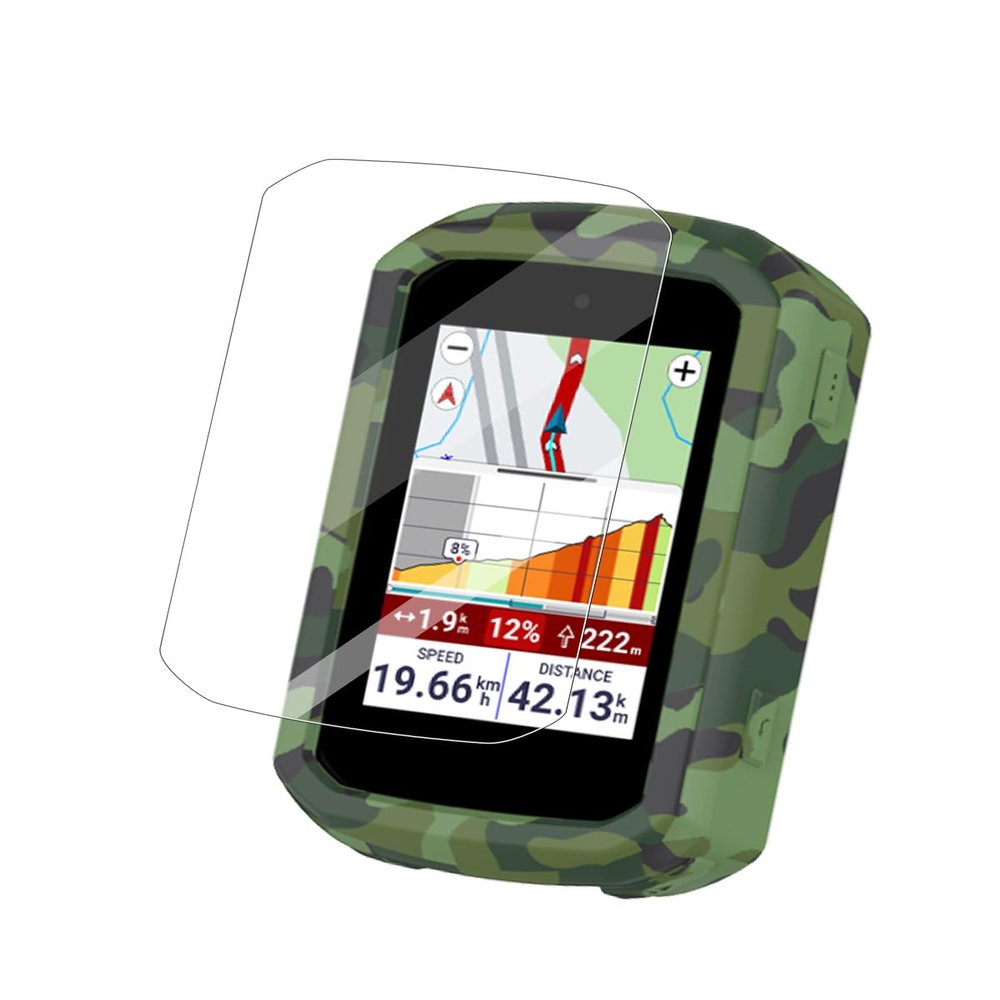 Case for Garmin Edge 850 Satellite Communicator,BOVUGAC Shockproof Silicone Soft Protective Case&TPU Screen Protector for Garmin Edge 850 GPS,All Round Protection-Camouflage Green