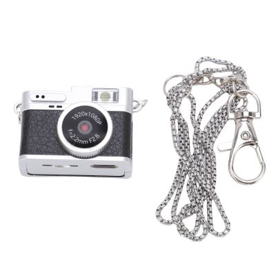 CHEOTIME Mini Keychain Camera, 1080P 2MP Retro Digital Camera with 0.96in Color Screen 32GB Memory Card Video Recorder with 4 Filters and LED Flash (Black)