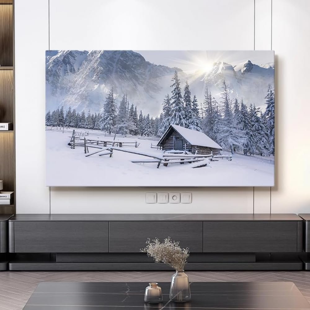 32-80 Inch Indoor TV Dust Cover Modern Dustproof & Sun Protective Cover for LCD/LED TVs Universal Monitor Cover for Hanging/Desktop Compatible-Snow||55inch