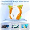 E-Greetshopping Bluetooth Cat Ear Headphones for Kids & Adults,Cute Headphones,Foldable LED Wireless Headset with Built-in Mic,Over Ear Wired Headphones Compatible with Phone/Laptop/PC/Tablet(Khaki) view 4