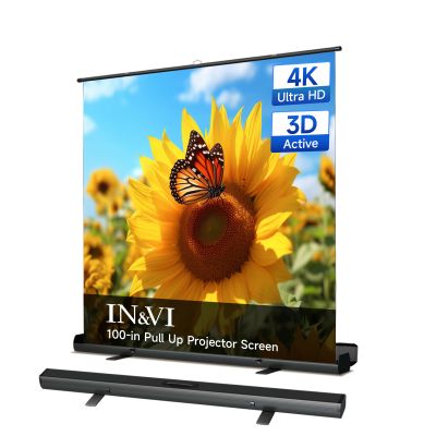 100" Portable Non-Tension Matte White Manual Pull Up Projector Screen,178Viewing Angle Movie Screen,Outdoor Projector Screen Wrinkle-Free Design for Backyard Movie Night
