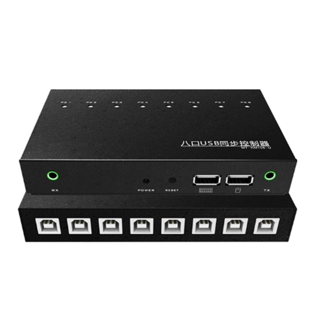 4/8/16 Port Computer Synchronizer - KVM Switch/Distributor, DNF Brushed Gold USB Keyboard Mouse Synchronizer for Game Studios, Security/Stock Market Surveillance, Office(8 Ports)