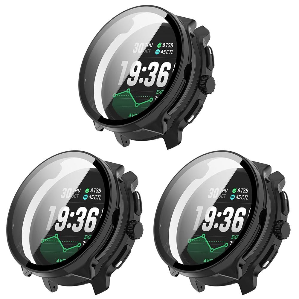 3 Pack Hard Cases with Compatible with Suunto Race 2, Full Protection Shockproof PC Protective Case Anti-Scratch Anti-Dust Ultra-Thin Protective Case for Suunto Race 2 (Black/Black/Black)