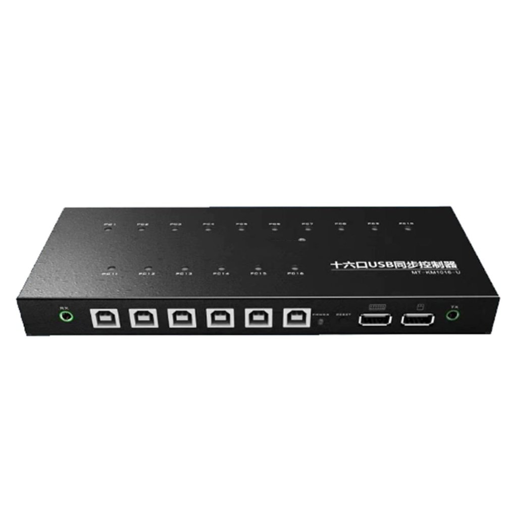 4/8/16 Port Computer Synchronizer - KVM Switch/Distributor, DNF Brushed Gold USB Keyboard Mouse Synchronizer for Game Studios, Security/Stock Market Surveillance, Office(16 Ports)