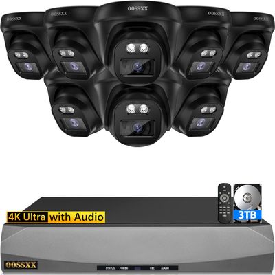 (4K/8.0 Megapixel & 130 Ultra Wide-Angle) with Audio PoE Dome Outdoor Home Security Camera System, Wired Surveillance IP Cameras System Indoor
