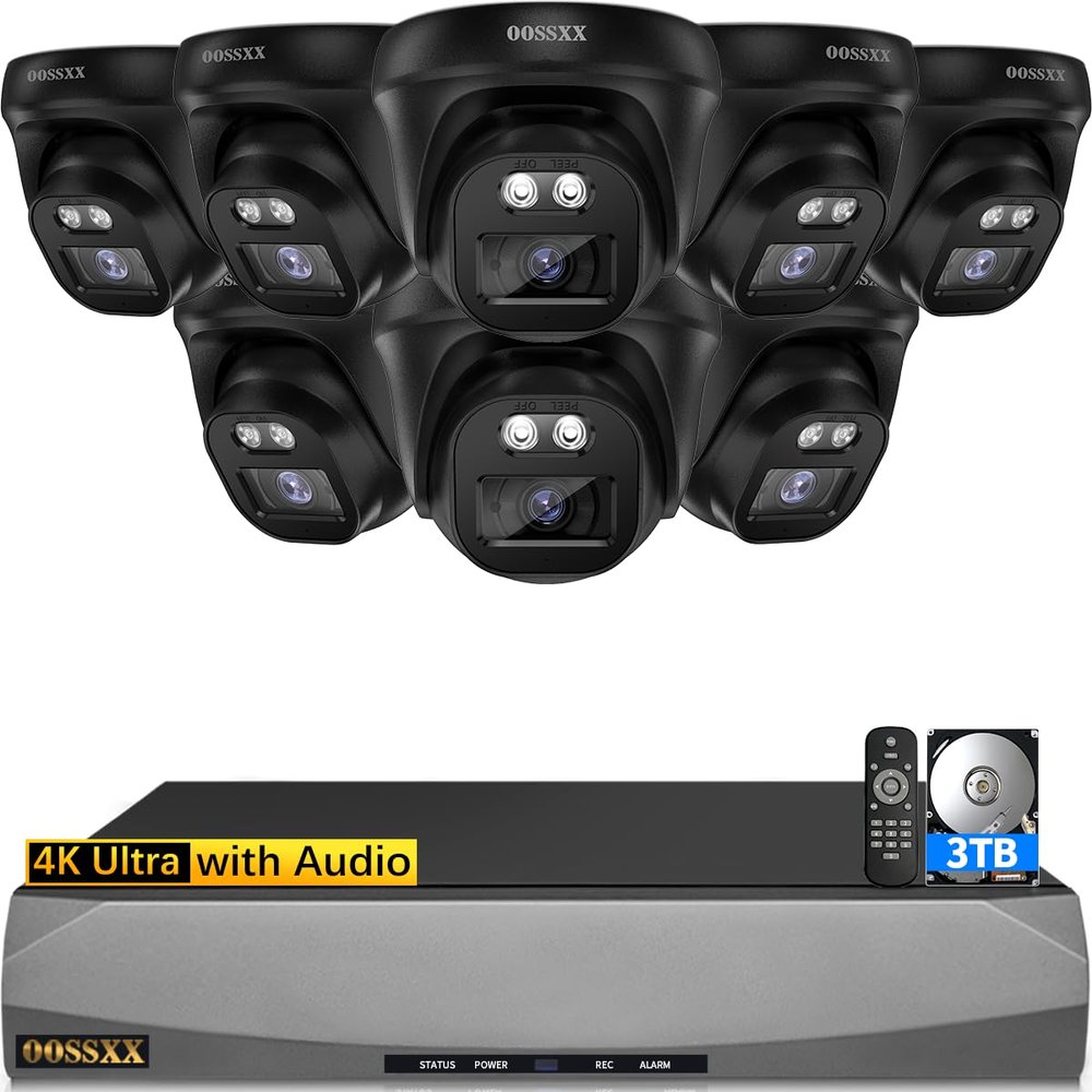 (4K/8.0 Megapixel & 130 Ultra Wide-Angle) with Audio PoE Dome Outdoor Home Security Camera System, Wired Surveillance IP Cameras System Indoor