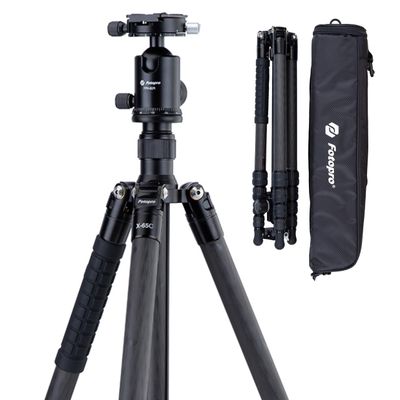 Fotopro 82-inch/2.08m Tall Carbon Fiber Tripod with Monopod, Lightweight Travel Camera Tripod Stand with Dual 360 Panorama Ball Head, 17.63lbs Load for DSLR Mirrorless Cameras, X-65C