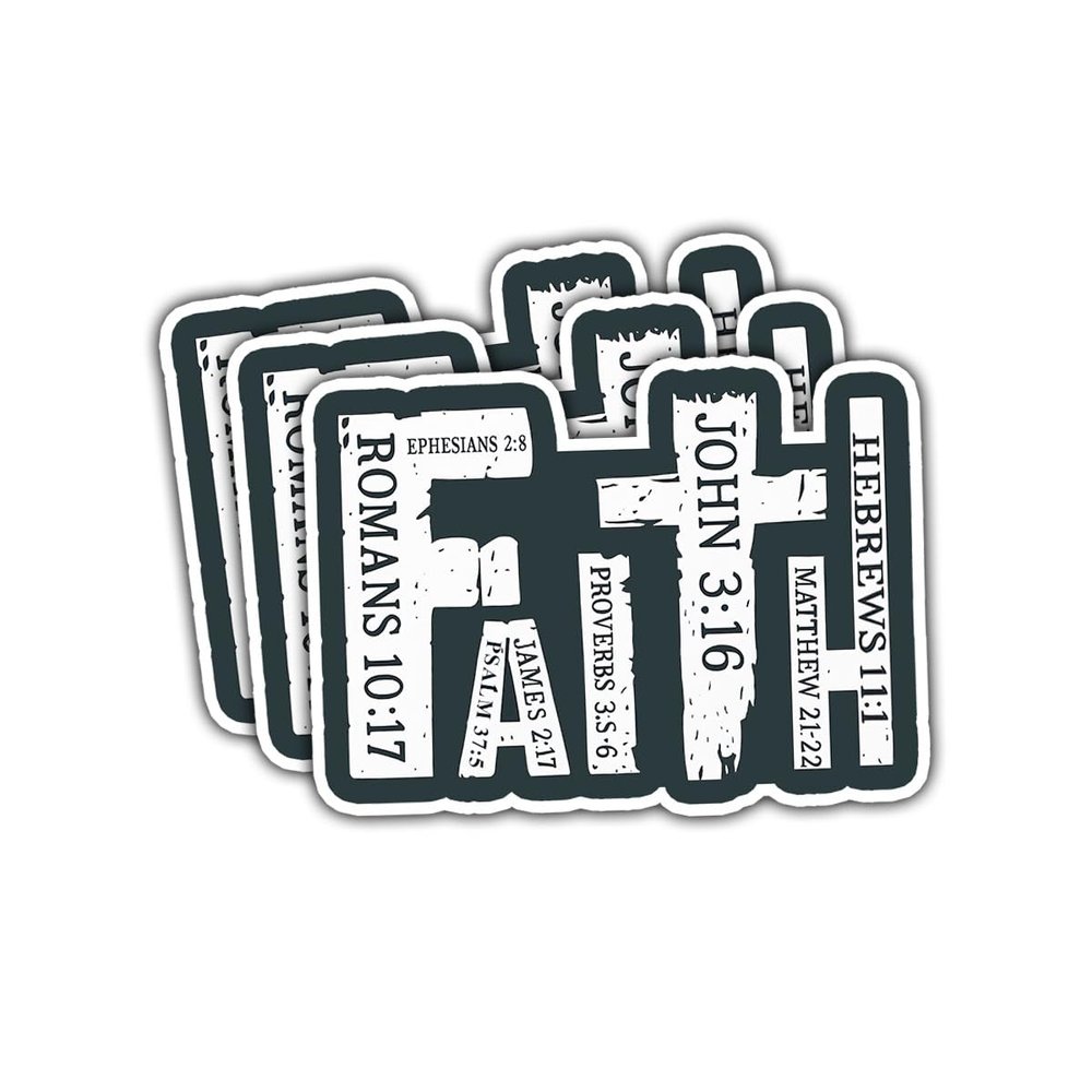 3 Pcs Christian Faith Sticker with Bible Verses, Religious Vinyl Decal Pack, Romans 10:17 John 3:16 Hebrews 11:1 Scripture Stickers for Laptop, Water Bottle, Car, Journal, Phone Case, Gifts