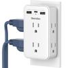 2 to 3 Prong Outlet Adapter, BEONDON Outlet Extender with 3 USB Ports(1 USB-C) and 6 AC Outlets, 3-Sided Power Strip for Non-Grounded Outlets in Old Houses, Hotels view 1