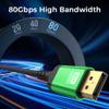 BARNMO DisplayPort 2.1 16K 80 Gbps Cable, 16K@60Hz/8K@120Hz/4K@144Hz, Green, Black Braided-Nylon Cord 1m/3.3 ft., Gaming, Display, UHD Monitor for Ultra high Resolution Video Refresh, VESA Certified view 3