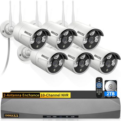 (2026 Update) Wireless WiFi Outdoor Security Camera System, IP67 Waterproof Dual Antenna Cameras, Audio Recording, Night Vision, No Monthly Fee, Home NVR System