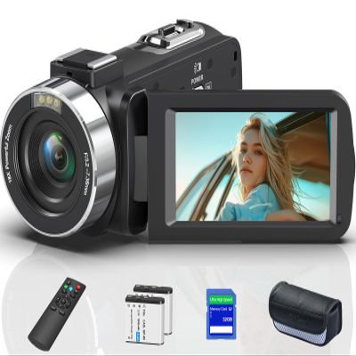 8K 64MP Video Camera 18X Digital Camcorder Video Camera for YouTube 3.0 inch Flip Screen Camcorder Vlogging Camera with 32GB SD Card, 2.4G Remote Control, Two Batteries