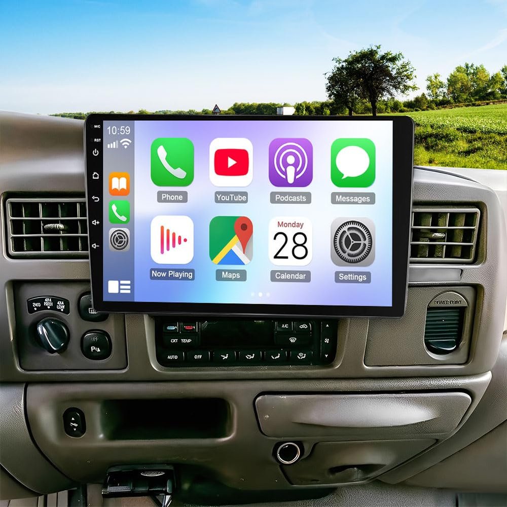 10.1" Android 14 Car Stereo Radio for Ford Excursion 2000 2001 2002 2003 Upgrade CarPlay Touch Screen Head Unit with Wireless Carplay & Android Auto GPS Bluetooth WiFi FM DSP SWC Backup Camera Mic