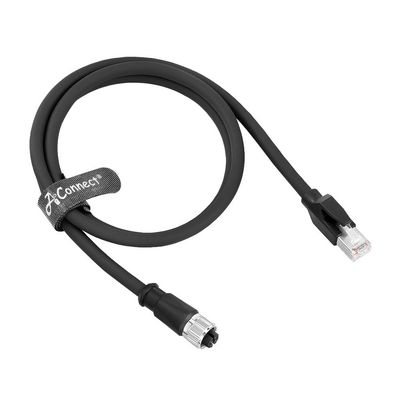 AConnect M12 X-Code 8 Pin Female to RJ45 Ethernet Cable, Cat6A Shielded, 10 Gbps, Highly Flexible for Drag Chain, IP67, Compatible with Cognex Keyence Vision System, PLC, Servo Motor 10m/32.8ft