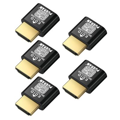 FUERAN HDMI Dummy Plug 4K HDR,4K@60Hz1440P@120/144Hz1080P@120/144/240Hzedid Emulator Virtual Display Adapter,hdmi Headless Adapter-NEW-4K(default1440P) 5Pack