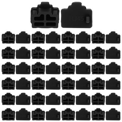 WJIAAA Ethernet Plug,Ethernet Port Cover,50 Pcs Silicone RJ45 Hub, Dust Plug Caps for RJ45 Female Port Devices TV Computer Other Devices Black