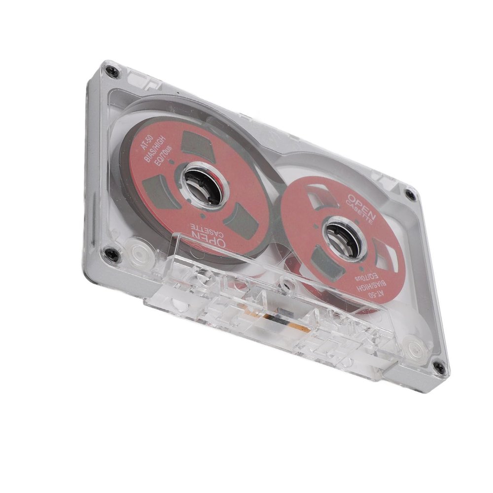 VELATEMOR Reel Cassette Celete, 55 Minutes Normal in Metal Frame for Recording Music White (Red Plate Silver Frame)