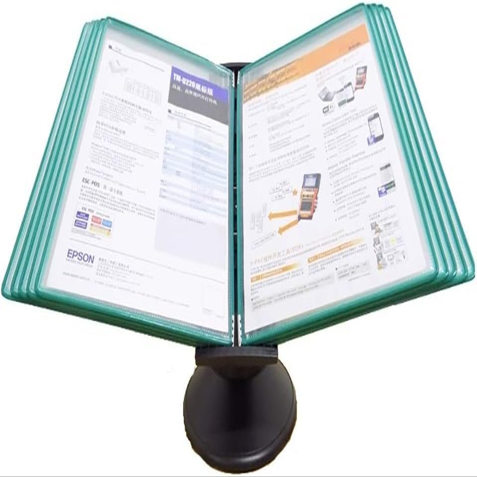 Desktop Flip Display Folder - A4 Document Reference System with 10 Clear Display Pockets - Ideal for Office and Storehouse Organization and Presentation
