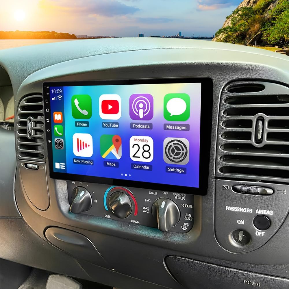 4+64G Double Din Car Stereo Radio for Ford F150 1997 1998-2004 10.1" Touch Screen Head Unit Stereo for Ford F150 with Wireless Carplay Android Auto GPS Bluetooth WiFi FM RDS DSP SWC Backup Camera