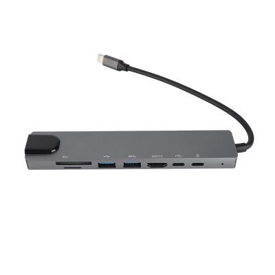 8 in 1 Hub Type C to RJ45 PD USB Docking Station, Type C Hub Splitter Converter Adapter with 87W Fast Charging, 4K Output, Aluminum Alloy for Laptop Pro Air