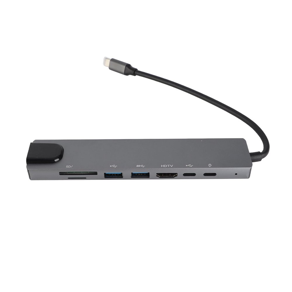 8 in 1 Hub Type C to RJ45 PD USB Docking Station, Type C Hub Splitter Converter Adapter with 87W Fast Charging, 4K Output, Aluminum Alloy for Laptop Pro Air
