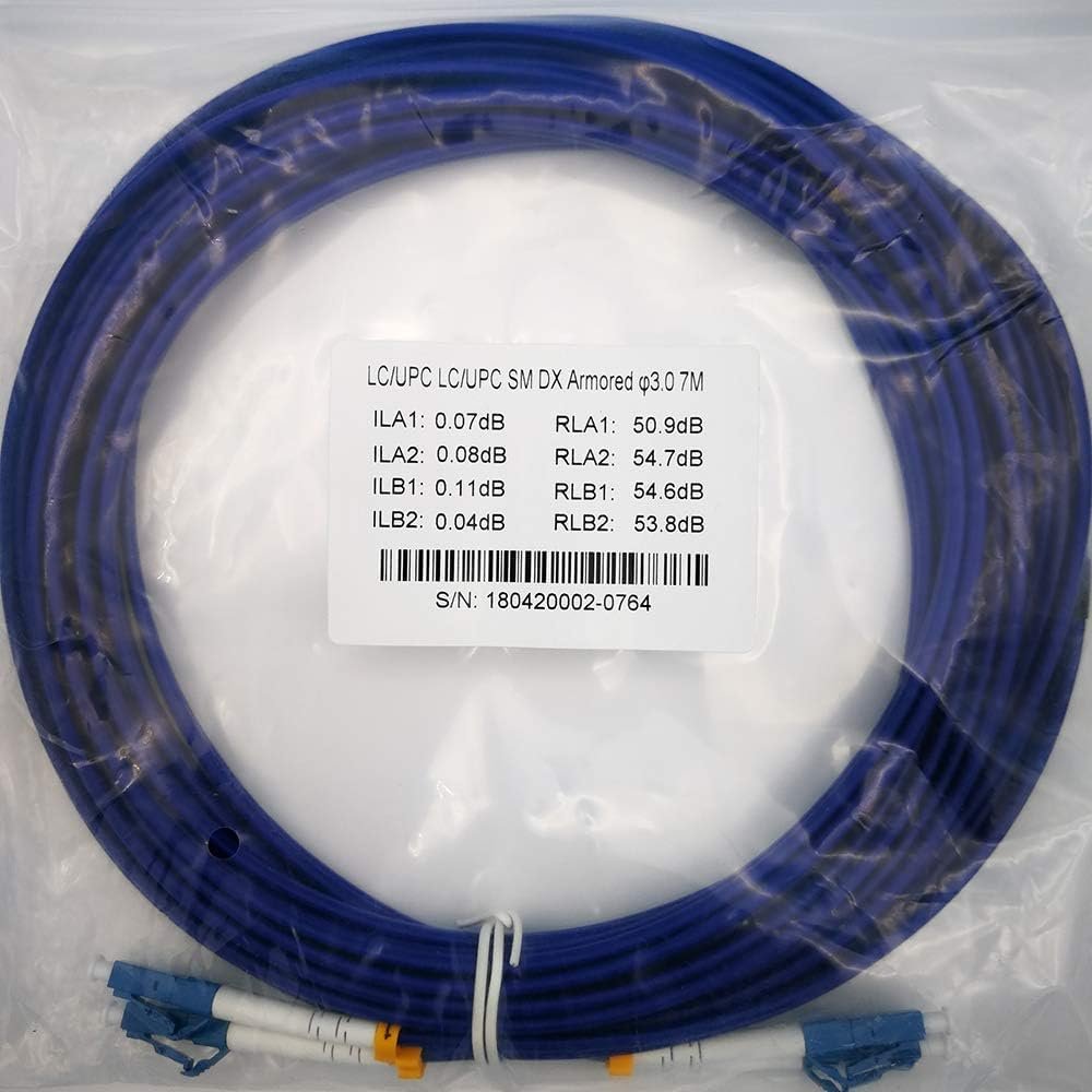 2Pcs 7 Meters Double Core Data Cable LC/UPC LC/UPC SM Armored Cable with Shielding Fiber Optic Cable
