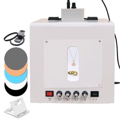 Photography Light Box Softbox, Smart Photography Turntable-No Flicker, Dimmable Photo Mini Studio For Necklaces/Earrings,With Adjustable Speed+360 Rotating,With 5 Backdrops&Star Filters TB30