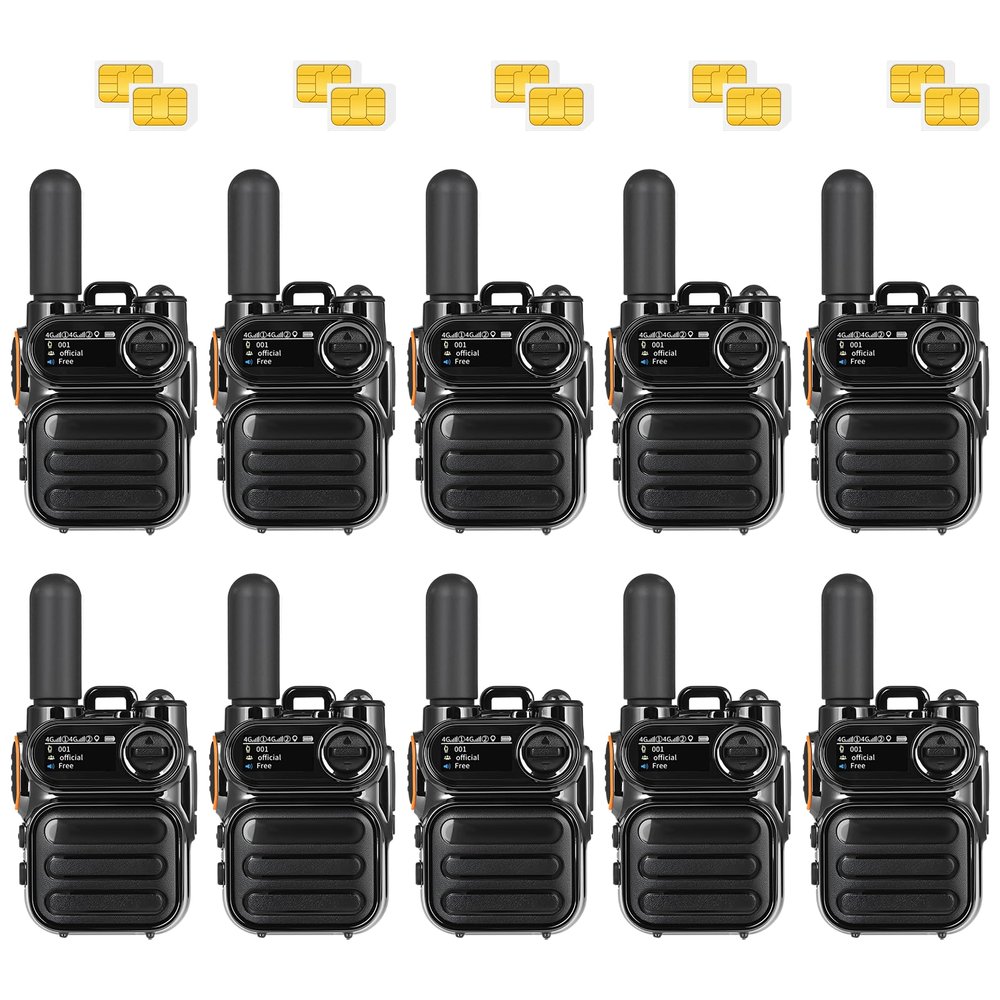 4G LTE PoC Walkie Talkies Unlimited Range Global Lifetime Free Push-to-Talk Over Cellular Two Way Radios Nationwide Long Distance PTT Radios for Family, Logistics & Company 10pcs with SIM Card (10)