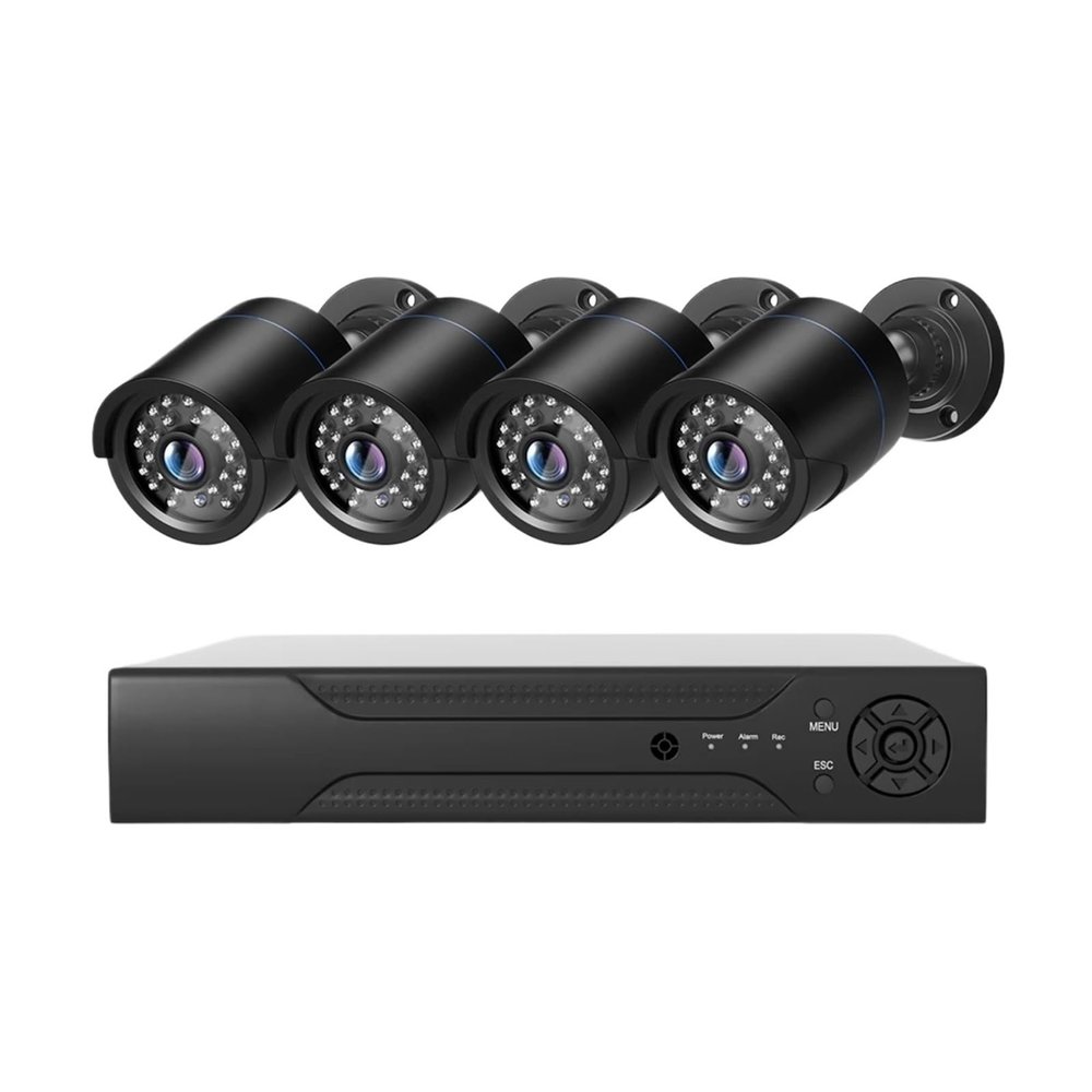 5MP Video Surveillance System Set 8CH 8MP NVR System CCTV Security Outdoor 5MP IP Cameras Surveillance Kit(500g,4CH DVR X 4PCS_UK Plug)