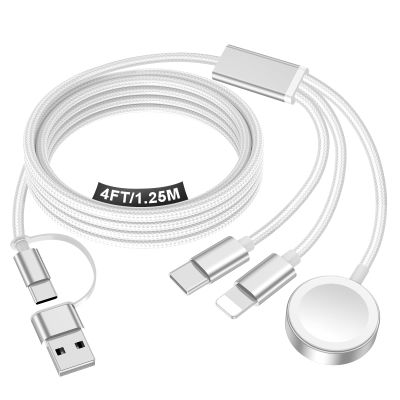Travel Essentials for Apple Watch Charger,iPhone Charger,3 in 2 Type C/Lightning/Magnetic Travel Charging Cable Docks,Portable Multi Charging Cable for Apple Watch, iPhone 1711,Samsung S26,Car4ft