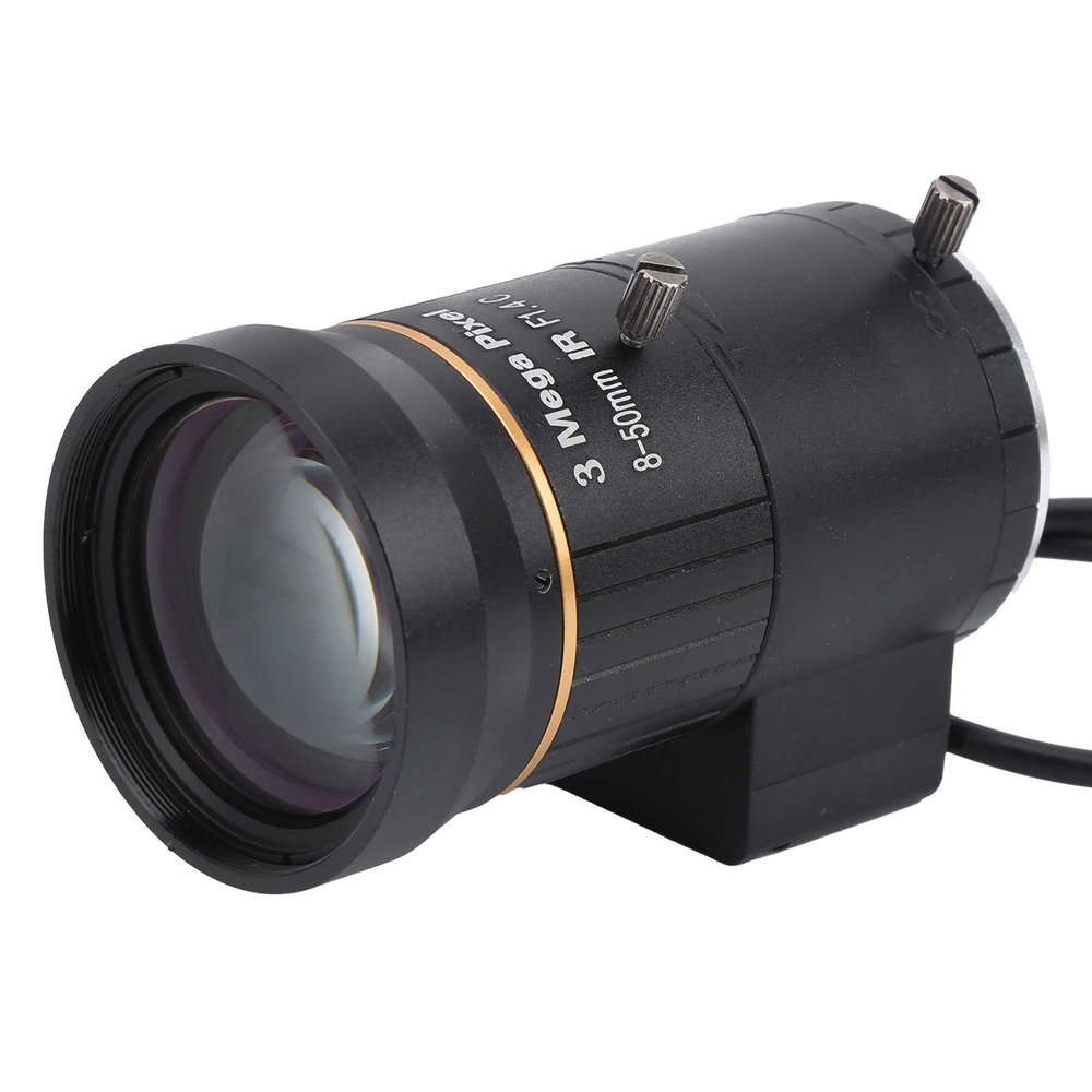 3MP Camera Zoom Lens CS Mount, Auto Iris 8 50mm FL Definition Security CCTV Accessory, Low Distortion Aluminum Alloy Lens with Fast Zoom Speed for Clear Observation,