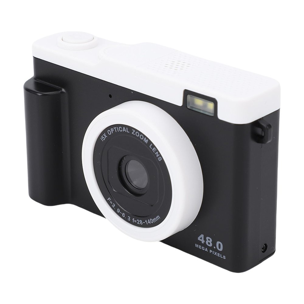 PUSOKEI 1080P HD Digital Camera, 48MP WiFi Vlogging Camera with Dual Lens, 15X Digital Zoom, Auto Focus and LED Flash, Compact Portable Cameras for Photography, Travel (Black)