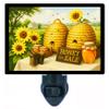 Honey for Sale Night Light Rustic Farmhouse Lamp with Beehives, Sunflowers and Honey Jars, Country Kitchen Dcor, Rotating Plug, Switchable Insert view 1