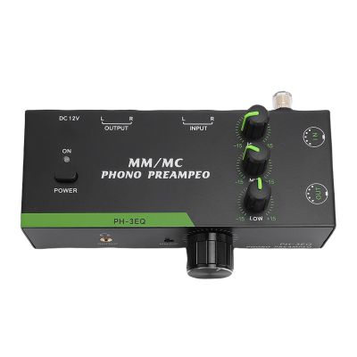 Fockety MM MC Phono Preamp, 3.5mm Headphone Output Turntable Preamplifier with 3 Band Equalization 5 Pin XLR Input Output Low Noise Preamplifier for Record Player (US Plug)