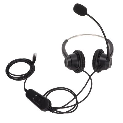 YuShaTra H360D RJ9 MVA RJ9 Business Headset, Binaural Phone Headphone with Mic, Noise Cancelling Microphone and Volume, 6 Speed Line Sequence for Call Center and Use