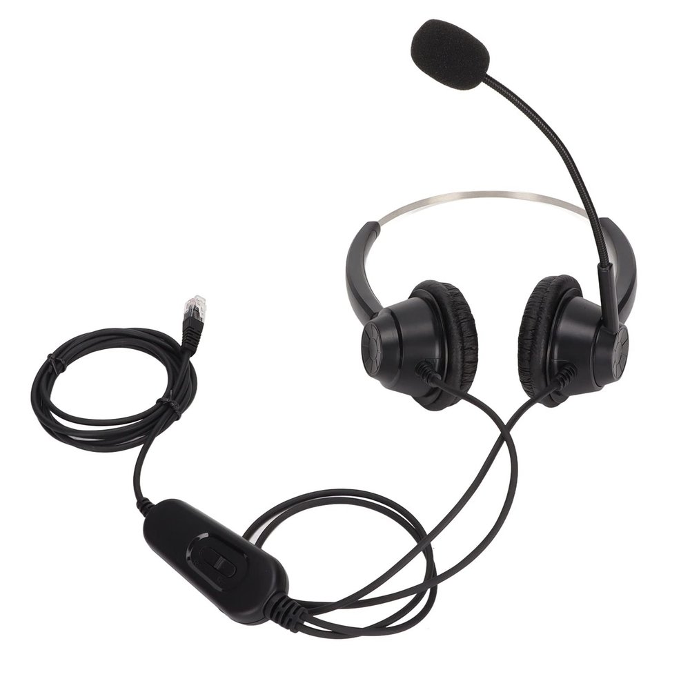 YuShaTra H360D RJ9 MVA RJ9 Business Headset, Binaural Phone Headphone with Mic, Noise Cancelling Microphone and Volume, 6 Speed Line Sequence for Call Center and Use