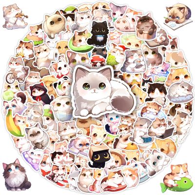 100Pcs Cute Cat Stickers for Kids,Girls,Teens,Adults, Kawaii Cartoon Kitty Decals Reusable Waterproof Vinyl Kitten Sticker for Water Bottle,Laptop,Luggage,Guitar,Phone, Cat Party Favors