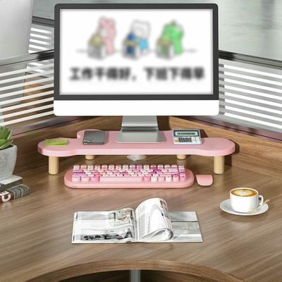 Corner Monitor Stand for Office, Wood Computer Laptop Risers Save Space, Ergonomic Triangular Monitors Storage Shelf