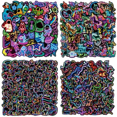AOZVPEV Cool Stickers for Kids 218 Pcs, Cool Cute Neon Sticker Packs, Prizes for Kids Classroom Reward, Neon Stickers Packs, Waterproof Vinyl Stickers for Water Bottle, Laptop, Phone, Skateboard