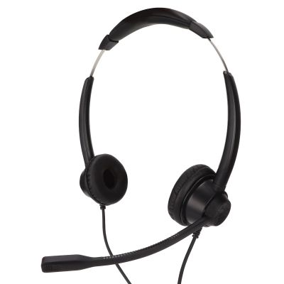 Bewinner Flexible Boom Arm 3.5mm Call Center Headset with Noise Canceling Mic for Business Calls Black