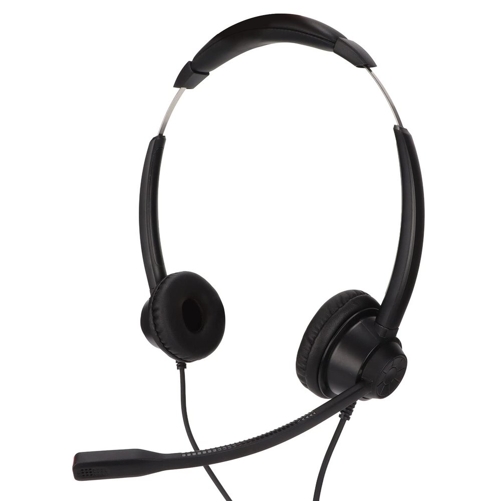 Bewinner Flexible Boom Arm 3.5mm Call Center Headset with Noise Canceling Mic for Business Calls Black