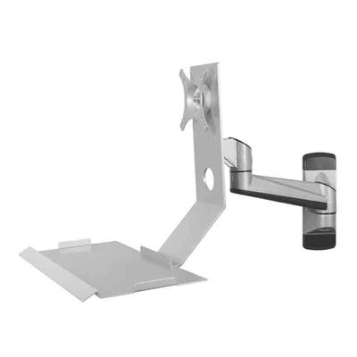 Work Silver Single Arm Monitor Stand with Engineering Tray Non-Folding Screen Play