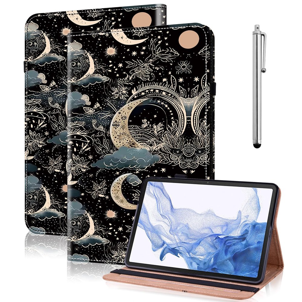 VODEFOX Case for Samsung Galaxy Tab S11 Ultra 14.6 Inch, PU Leather Tablet Cases Flip Folio Multi-Angle Viewing Stand Protective Cover with Card Slots - Moon