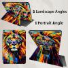 360Rotating Case for iPad (A16) 11th Generation 11 Inch (2025) & iPad 10th Generation 10.9 Inch (2022), PU Leather Folio with Auto Wake/Sleep Shockproof Cover for Women Boys, Watercolor Lion view 4