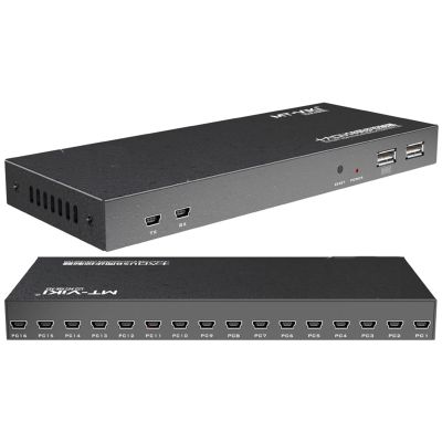 16 Ports HDMI Synchronizer - Multifunctional Keyboard Mouse Synchronizer Controller, KVM Metal Switcher Black, USB2.0 Full Speed