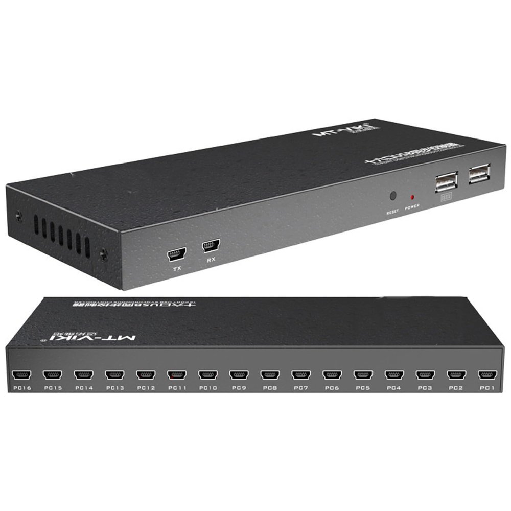 16 Ports HDMI Synchronizer - Multifunctional Keyboard Mouse Synchronizer Controller, KVM Metal Switcher Black, USB2.0 Full Speed