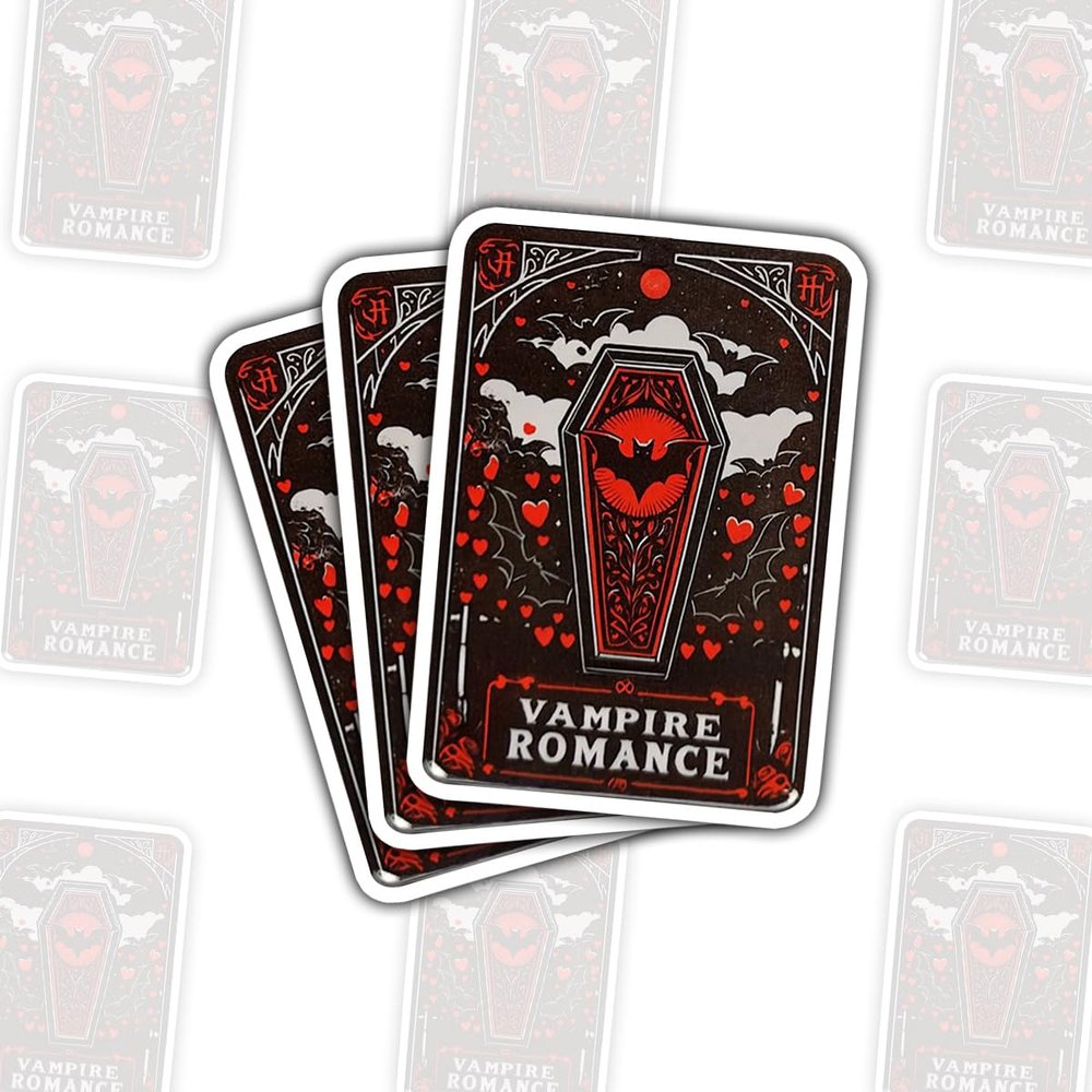 3 Pcs Vampire Romance Tarot Card Stickers, Gothic Dark Romance Vinyl Decals Gifts for Book Lovers, Fantasy Readers, Friends, Teens, for Laptop, Water Bottle, Journals, Scrapbooks, Notebooks 4 Inches