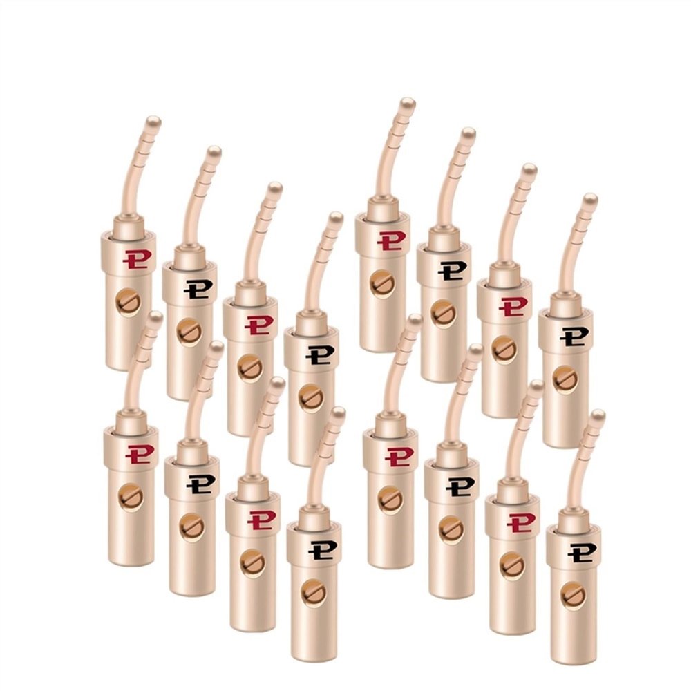 100pcs 2mm Acicular Banana 24K Gold Speaker Pin Speaker Wire Screw Lock Connector
